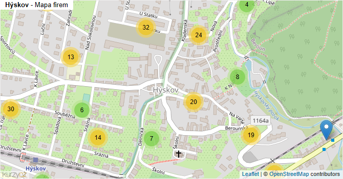 Hýskov - mapa firem