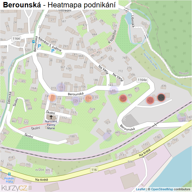 Mapa Berounská - Firmy v ulici.