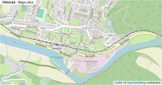 Dělnická - mapa ulice