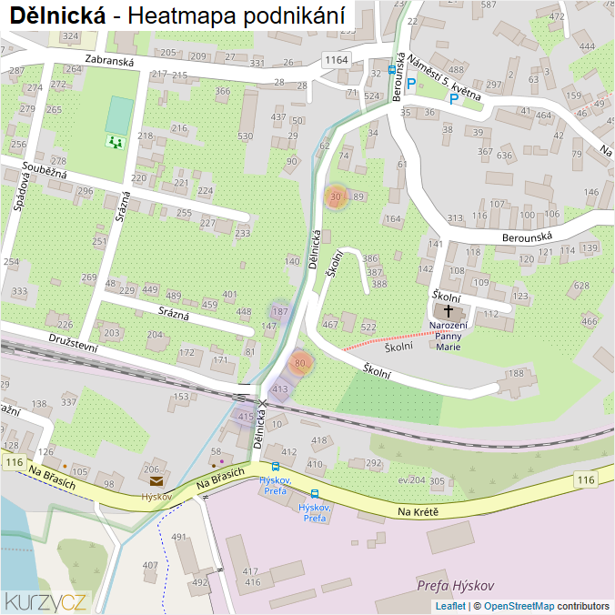 Mapa Dělnická - Firmy v ulici.