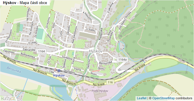 Hýskov - mapa části obce