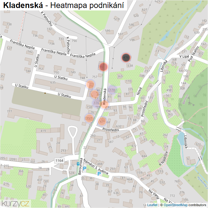 Mapa Kladenská - Firmy v ulici.