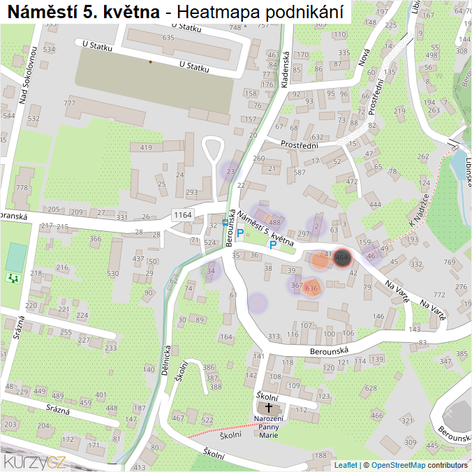 Mapa Náměstí 5. května - Firmy v ulici.
