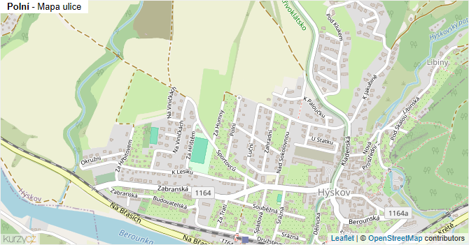 Polní - mapa ulice