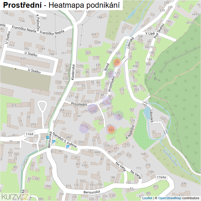 Mapa Prostřední - Firmy v ulici.