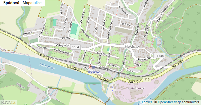 Spádová - mapa ulice