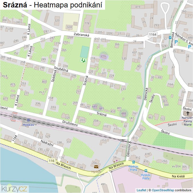 Mapa Srázná - Firmy v ulici.