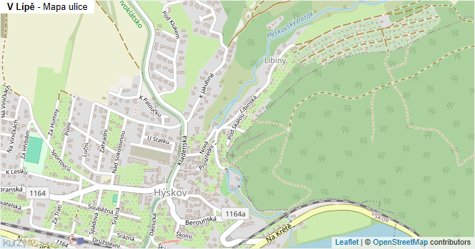 V Lípě - mapa ulice