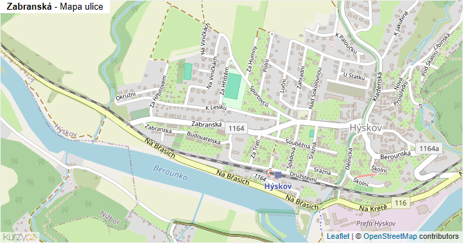 Zabranská - mapa ulice