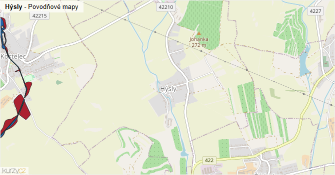 Hýsly - záplavové mapy stoleté vody