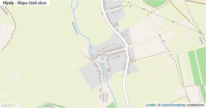 Hýsly - mapa části obce
