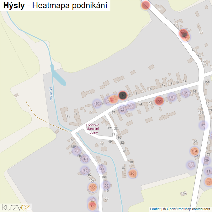 Mapa Hýsly - Firmy v části obce.