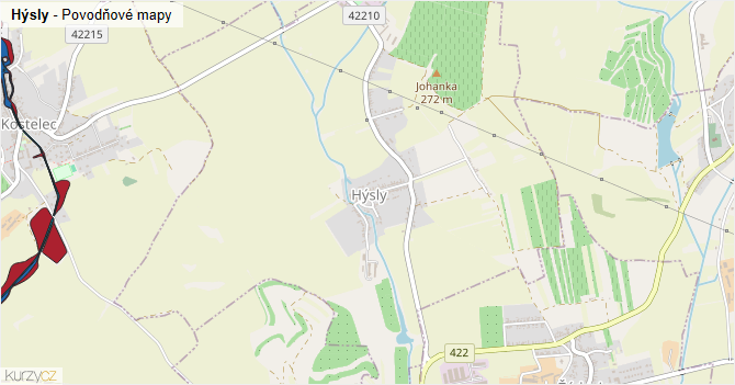 Hýsly - záplavové mapy stoleté vody