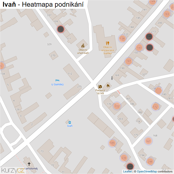 Mapa Ivaň - Firmy v obci.