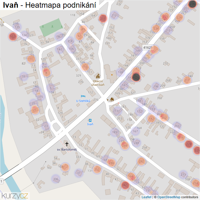 Mapa Ivaň - Firmy v části obce.