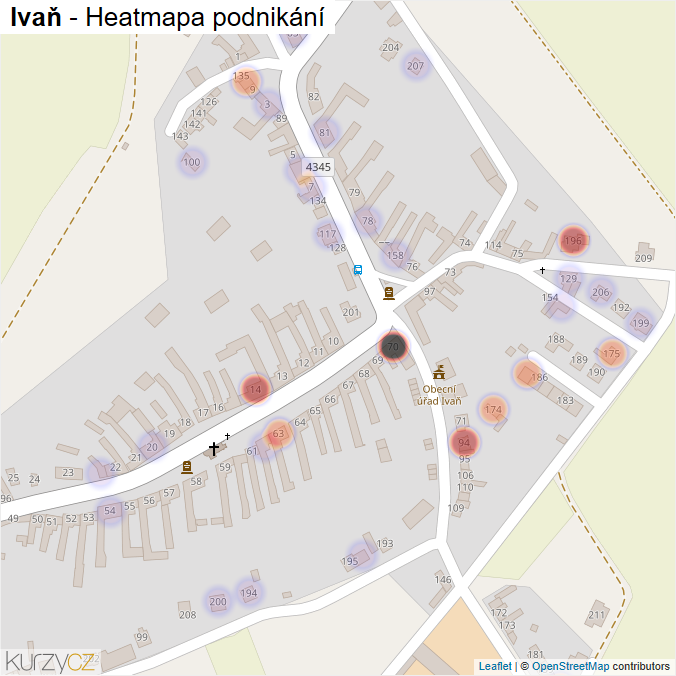 Mapa Ivaň - Firmy v části obce.
