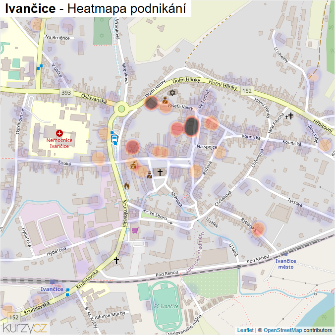 Mapa Ivančice - Firmy v obci.