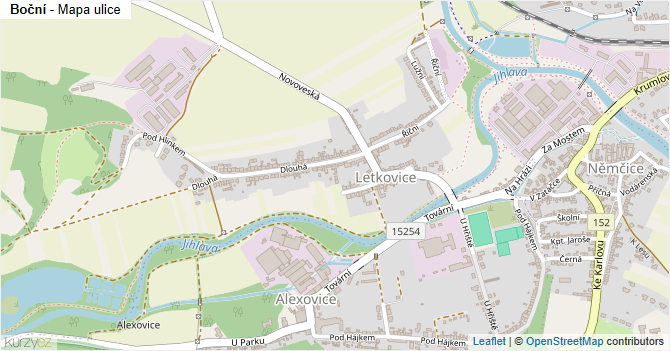 Boční - mapa ulice
