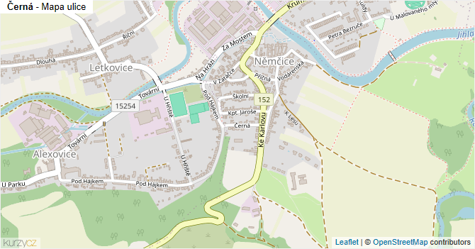 Černá - mapa ulice