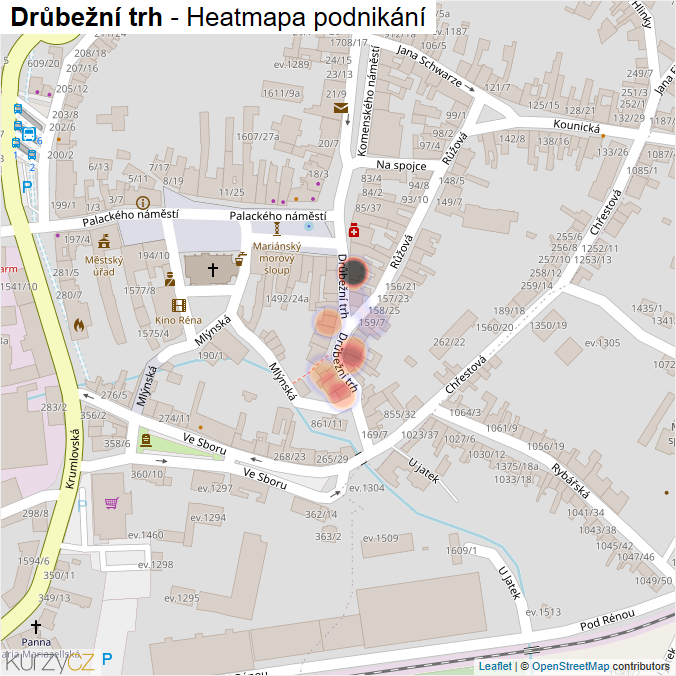 Mapa Drůbežní trh - Firmy v ulici.