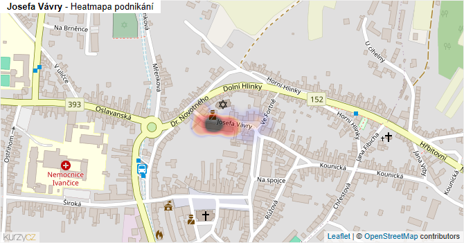 Josefa Vávry - mapa podnikání