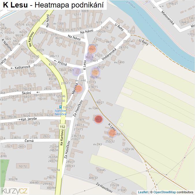 Mapa K Lesu - Firmy v ulici.