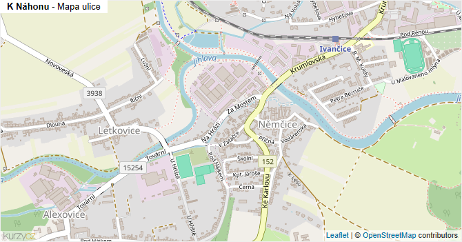 K Náhonu - mapa ulice