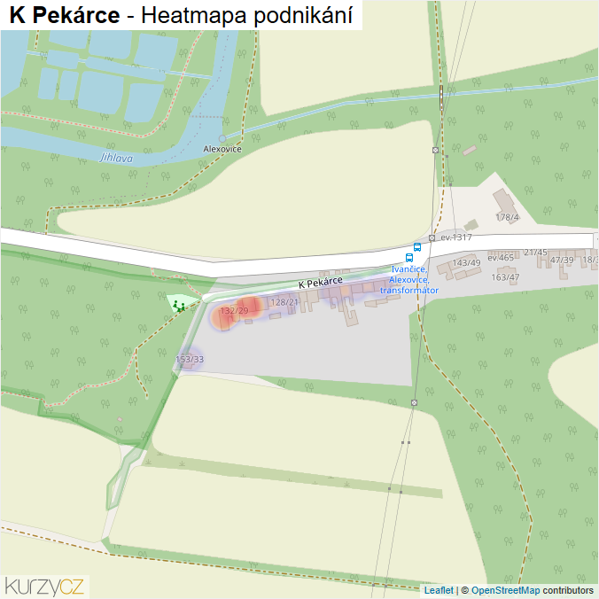 Mapa K Pekárce - Firmy v ulici.