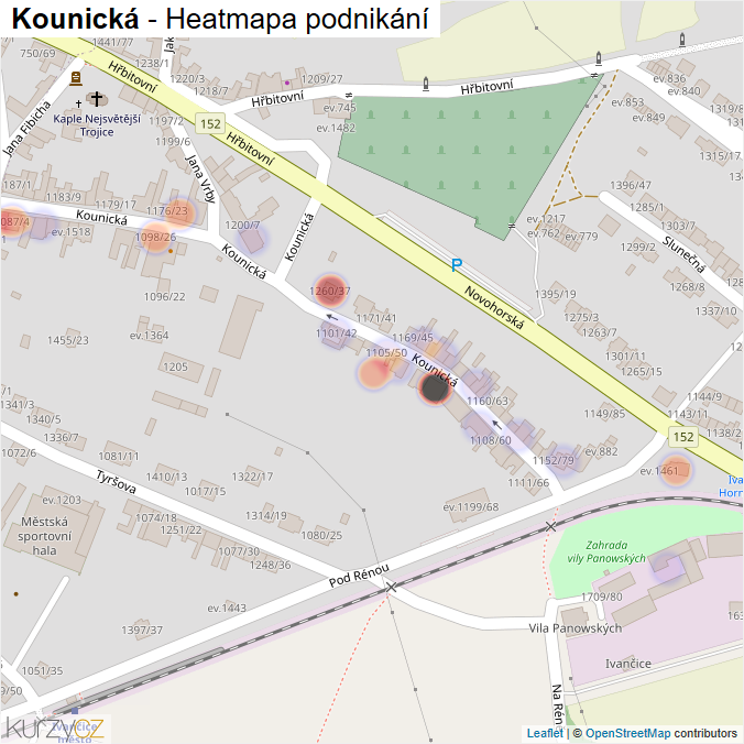 Mapa Kounická - Firmy v ulici.