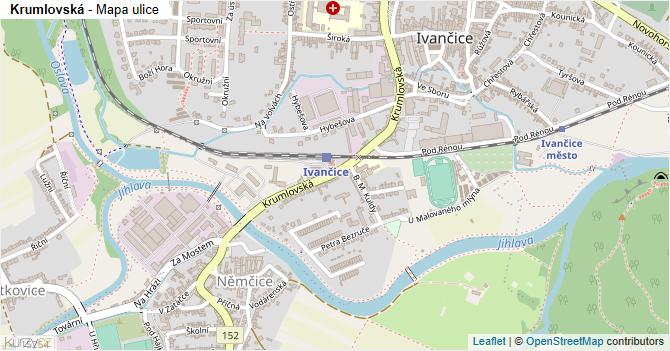 Krumlovská - mapa ulice