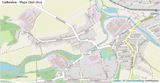 Letkovice - mapa části obce