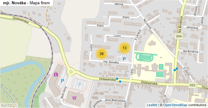mjr. Nováka - mapa firem