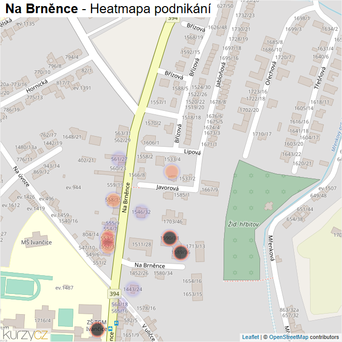 Mapa Na Brněnce - Firmy v ulici.