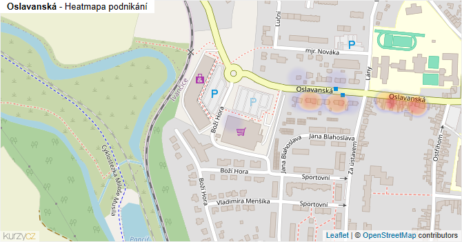 Oslavanská - mapa podnikání