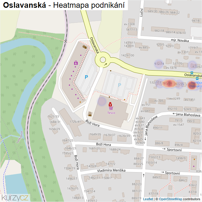 Mapa Oslavanská - Firmy v ulici.