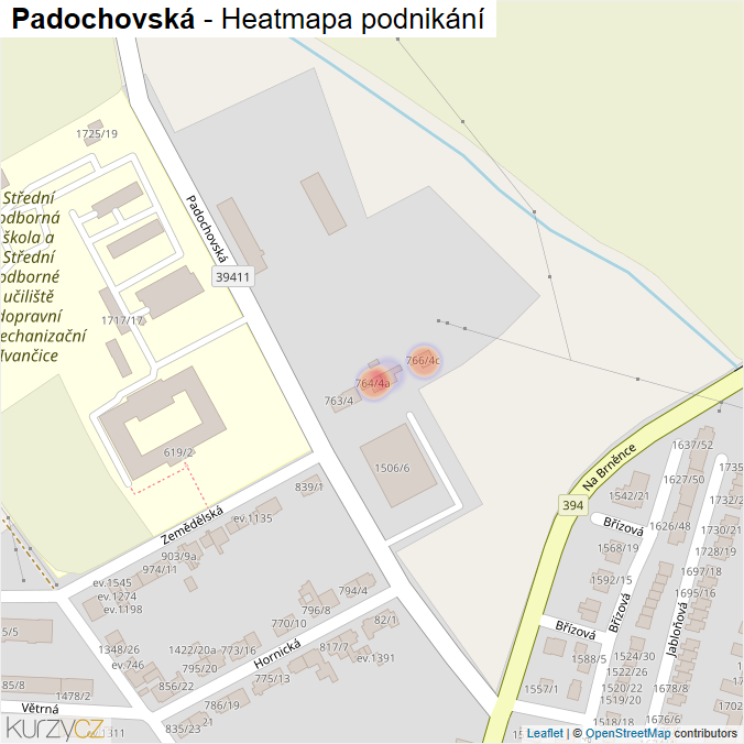 Mapa Padochovská - Firmy v ulici.
