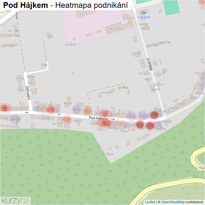 Mapa Pod Hájkem - Firmy v ulici.