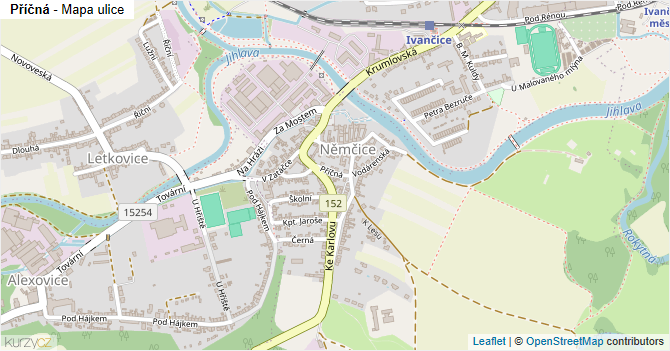 Příčná - mapa ulice