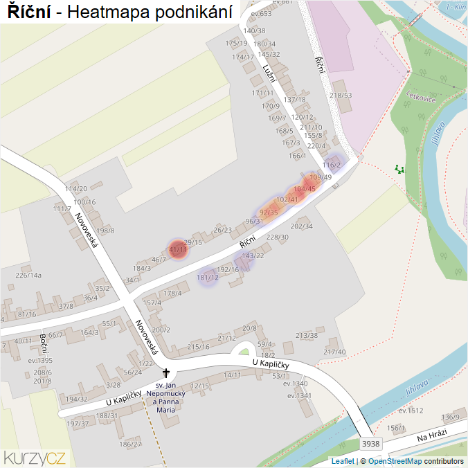 Mapa Říční - Firmy v ulici.