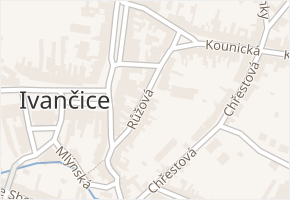 Růžová v obci Ivančice - mapa ulice