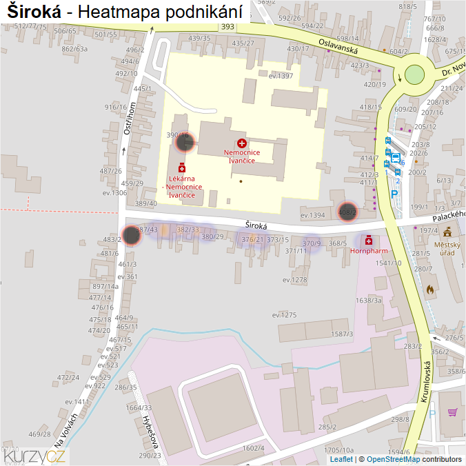 Mapa Široká - Firmy v ulici.