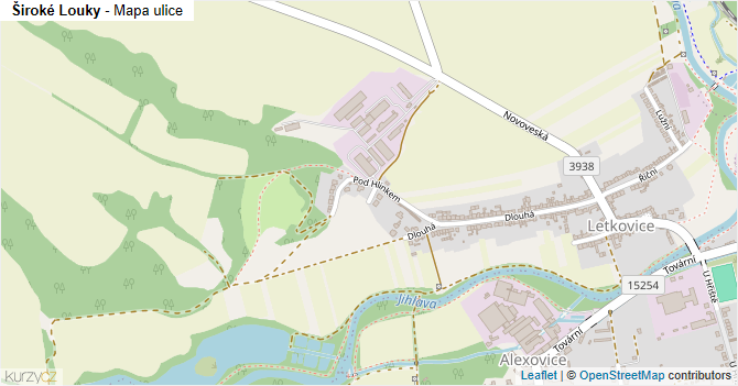 Široké Louky - mapa ulice