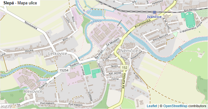 Slepá - mapa ulice