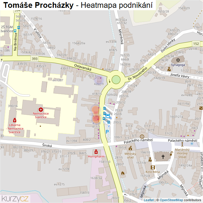 Mapa Tomáše Procházky - Firmy v ulici.