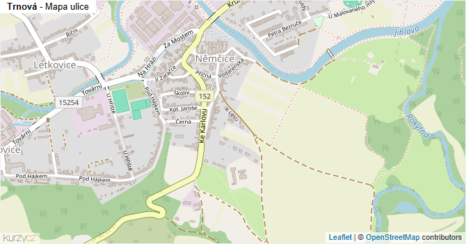 Trnová - mapa ulice