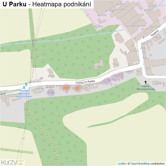 Mapa U Parku - Firmy v ulici.