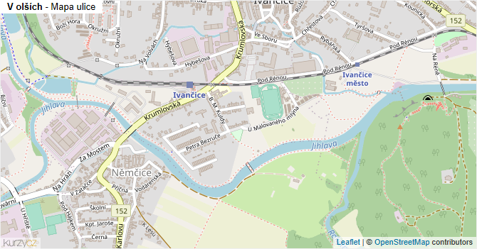 V olších - mapa ulice