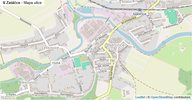 V Zatáčce - mapa ulice