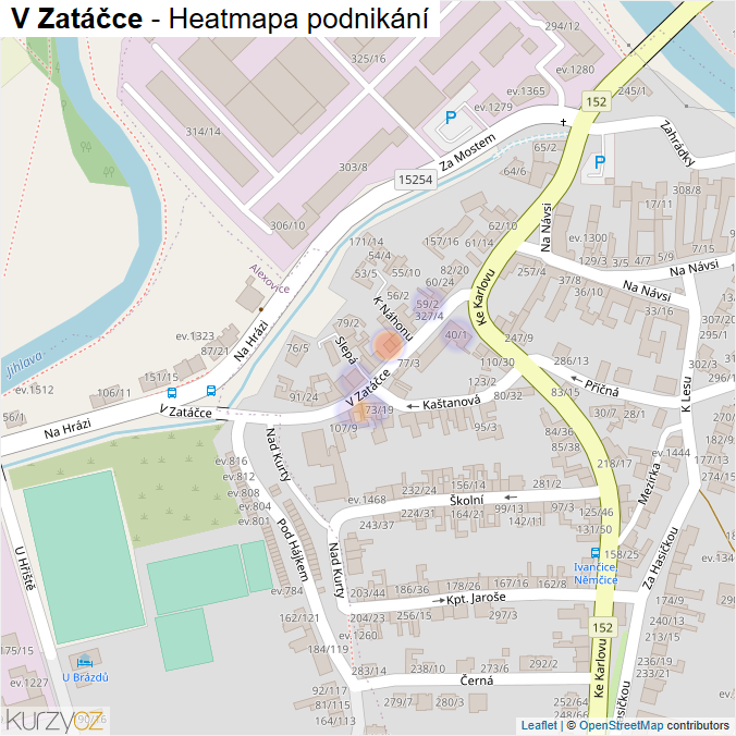 Mapa V Zatáčce - Firmy v ulici.