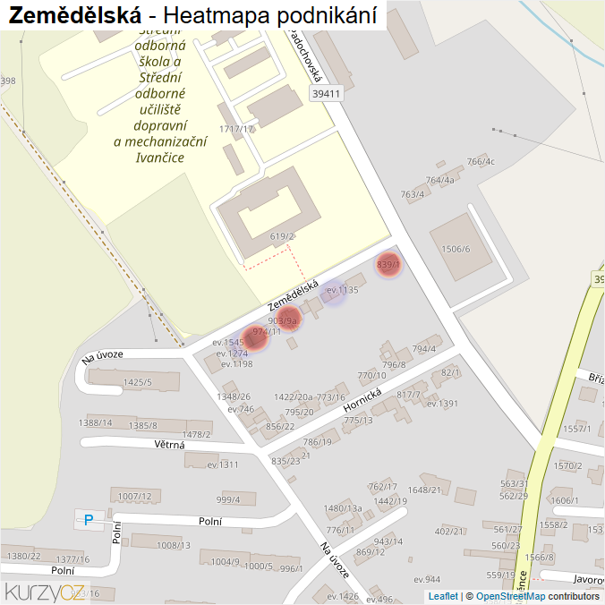 Mapa Zemědělská - Firmy v ulici.